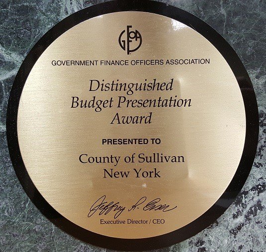 The Sullivan County Manager's Office and Budget Office have earned the Distinguished Budget Presentation Award six times in a row.